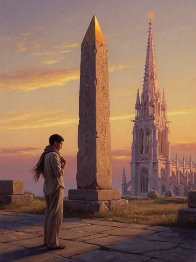 Mindful attention before sacred vertical forms