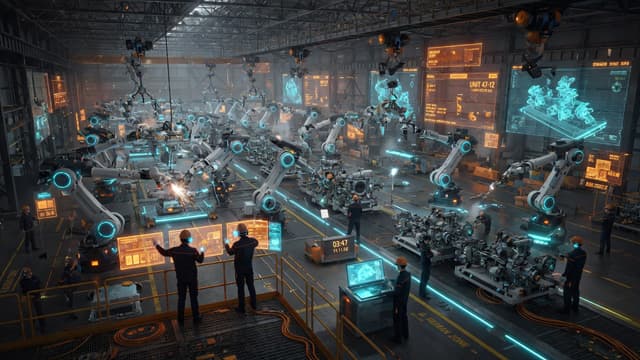 Early robotic factory automation, 2028