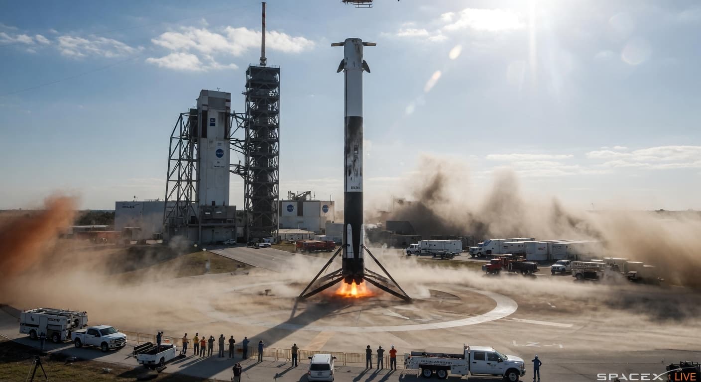 First orbital-class booster landing at Landing Zone 1, December 2015