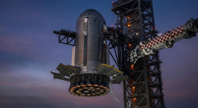 Historic first tower catch of Super Heavy booster by Mechazilla, IFT-5