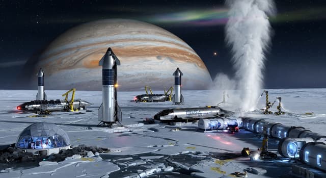 Europa outpost: Starship landers and ice-mining infrastructure on Jupiter's ocean moon