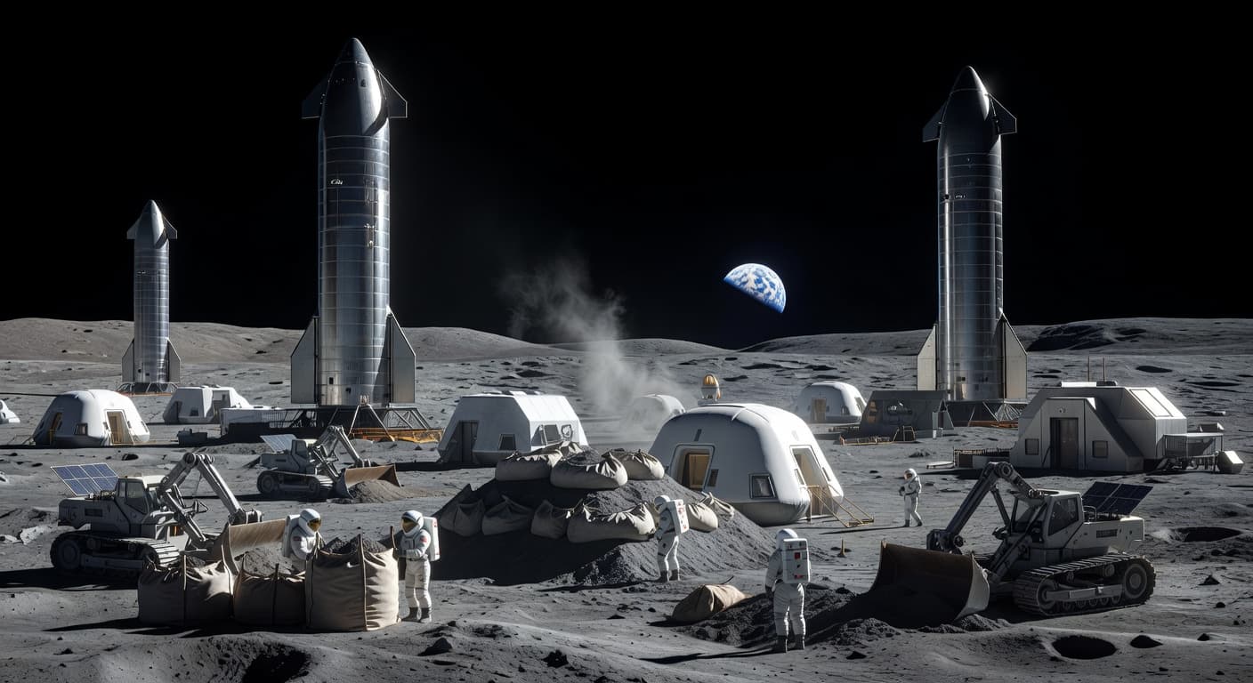 Early Starship Moon Base 2040s