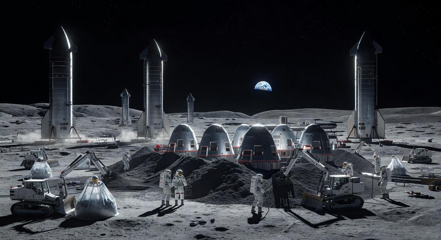 Early Lunar Regolith Base 2040s
