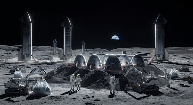 Early Lunar Regolith Base 2040s