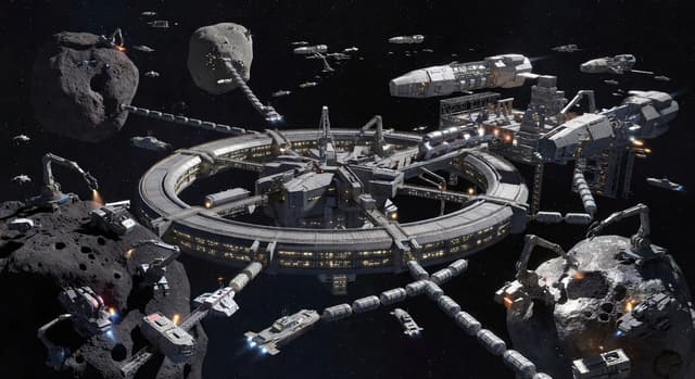 Asteroid Mining Hub with Shipyard